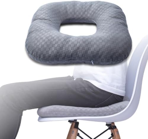 Hshbxd Donut Pillow for Tailbone Pain Relief, Wheelchair Cushion for Hemorrhoids and Bed Sores, Pregnancy, Donut Pillow Suitable for Office, Long Travel, Car and Home Sofa (Checkerboard – Light Gray) by Hshbxd
