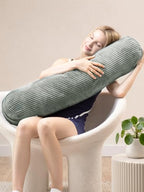 Long Cylinder Pillow Corduroy Lumbar Pillow Neck Roll Throw Pillow by Cherryarn