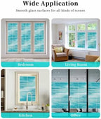 Window Privacy Film Frosted, Turquoise Ombre Non-Adhesive Static Cling Window Tint, Modern Minimalist Abstract Aesthetic Insulated Windows Frosted Films for Living Room, 35.4 x 78.7 Inches - Image 7