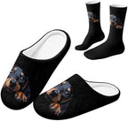 Jeiento Winter Fuzzy Slipper and Crew Socks for Women,Adult Slip-on Close Toe House Slipper,Flat Comfort home Slides by Jeiento