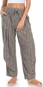 TARSE Womens Linen Barrel Pants Casual Summer Travel Lounge Trousers by TARSE