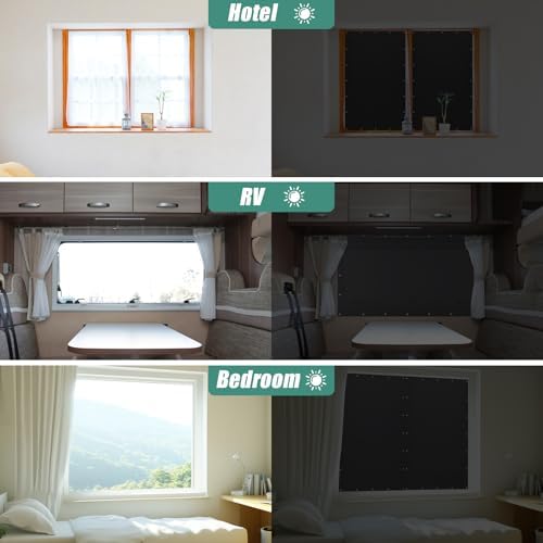 Tegeme 2 Pack Portable Blackout Travel Curtains 51"W x 78"L Black Adjustable Blackout Window Covers with Suction Cups No Drill Black out Window Shade Light Blocker for RV Bedroom Nursery Dorm Use - Image 6