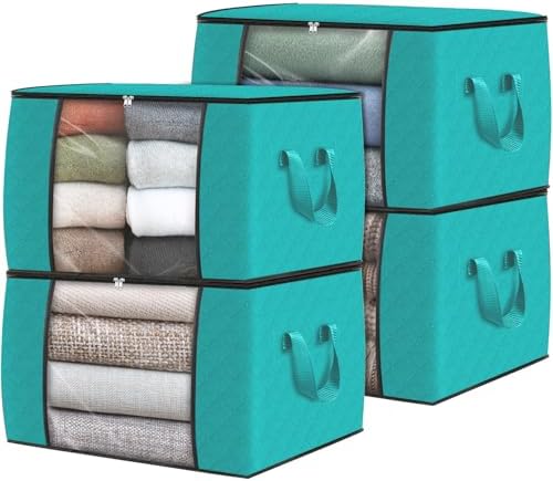 Fab totes 4 Pack Storage Bags for Clothes Blanket Storage Bins with Lids by Fabtotes