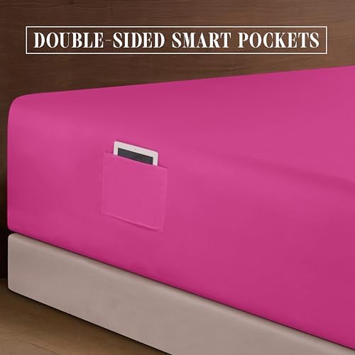 Elegant Comfort 1500 Premium Quality 4-Piece Bed Sheet Set - 18-24 Inch Extra Deep Pocket, Smart Storage Pockets, Wrinkle Free Ultra Soft 4PC Extra Deep Pocket Sheets, Twin/Twin XL, Pink - Image 6