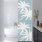 Window Privacy Film Frosted, Blue Grey Tropical Tree Reusable Static Cling Window Tints, Summer Coastal Palm Trees Heat Control Windows Films for Offices, Balcony, 29.5 x 118 Inches - Image 3