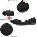 KUNWFNIX Women Ballet Flats Rhinestone Wedding Ballerina Shoes Foldable Sparkly Comfort Slip on Flat Shoes - Image 4