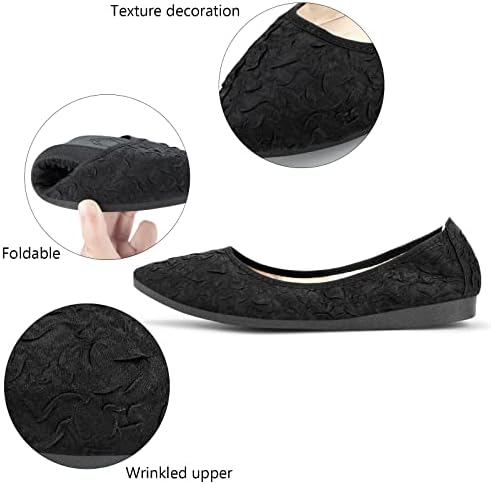 KUNWFNIX Women Ballet Flats Rhinestone Wedding Ballerina Shoes Foldable Sparkly Comfort Slip on Flat Shoes - Image 4
