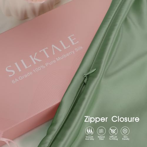 100% Mulberry Silk Toddler/Travel Pillowcase,Both Sides 19MM Small Silk Pillow Case with Hidden Zipper for Kids/Baby 1pc, Sage Green,13"x18" - Image 2