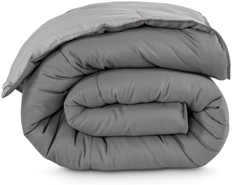 Bare Home California King Comforter - Reversible Colors - Goose Down Alternative - Ultra-Soft - Premium 1800 Series - All Season Warmth - Bedding Comforter (California King, Grey/Light Grey) by BareHome
