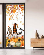 Window Privacy Film Frosted, Thanksgiving Fall Non-Adhesive Static Cling Window Tint, Gnomes Orange Green Pumpkin Leaves Insulated Windows Frosted Films for Living Room, 35.4 x 78.7 Inches - Image 5