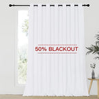 NICETOWN Sliding Door Curtain Extra Wide and Long, Thermal Insulated Large Curtain for Windows Energy Saving Patio Door Panel for Villa/Hall, White, 100 inch Wide x 120 inch Long, 1 Panel by NICETOWN