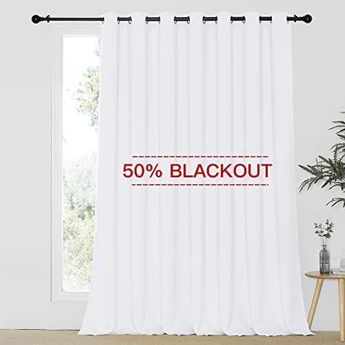 NICETOWN Sliding Door Curtain Extra Wide and Long, Thermal Insulated Large Curtain for Windows Energy Saving Patio Door Panel for Villa/Hall, White, 100 inch Wide x 120 inch Long, 1 Panel by NICETOWN