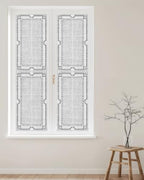 Window Privacy Film Frosted, Gray Botanical Reusable Static Cling Window Tints, Vintage Florals Geometric Minimalist Heat Control Windows Films for Offices, Balcony, 29.5 x 118 Inches - Image 2