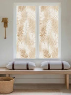 Window Privacy Film Frosted, Brown Botanical Reusable Static Cling Window Tints, Summer Palm Leaves Foliage Tropical Heat Control Windows Films for Offices, Balcony, 29.5 x 118 Inches - Image 5