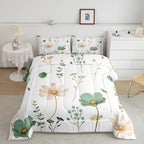 Erosebridal Watercolor Floral Comforter Set Full, Sage Green Beige Flower Bedding Set for Girls Teens Adult Women Bedroom, Modern Minimalist White Down Comforter Pastoral Branches Aesthetic Quilt - Image 2