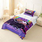 Erosebridal Black Girls Comforter Set Magical African American Twin Bedding Set Rainbow Afro Pretty Girls Comforter Love Music Purple Girl Duvet Insert for Teens Kids Princess Cute Room Decor - Image 3