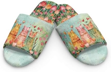 Jeiento Animal Cat Pattern Slippers for Women Lady Open Toe Slippers Soft Cushion Slip Resistant Spa Slipper for Hotel,Cozy Home Shoes - Image 4