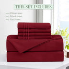 Elegant Comfort Luxury Soft 6-Piece 1500 Premium Hotel Quality Bed Sheet Set with Extra Deep Pockets 18-24 Inch, Wrinkle Free, Storage Pockets, Extra Deep Pocket 6PC Sheets, Queen, Burgundy - Image 3