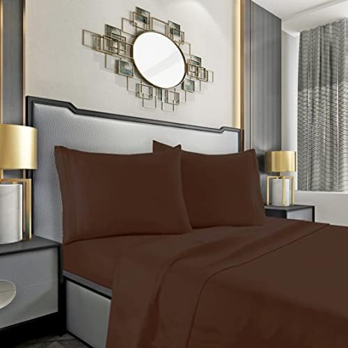 Mocassi Full Sheet Set - Luxury Hotel 1800 Premier Bedding Sheets & Pillowcases - Ultra Soft Breathable & Cooling Bed Sheets - Deep Pocket - Wrinkle Resistant - 4 Piece Set - Full, Brown - Image 2
