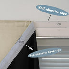 AJAZZ 100% Blackout Shades Window Cover Self Adhesive Curtains Sticky Curtain Portable Easy Open Black Out Curtains for Bedroom Living Room No Drilling (Beige, 59" W x 72" L 1 Panel) - Image 3