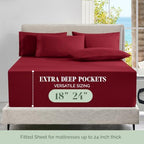 Elegant Comfort Luxury Soft 6-Piece 1500 Premium Hotel Quality Bed Sheet Set with Extra Deep Pockets 18-24 Inch, Wrinkle Free, Storage Pockets, Extra Deep Pocket 6PC Sheets, Full, Burgundy - Image 4
