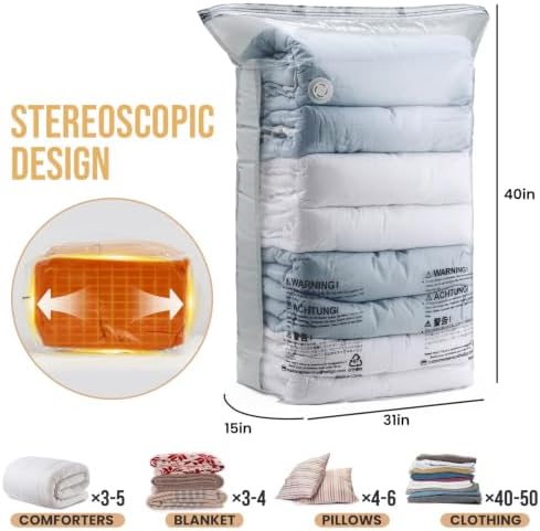 TAILI Cube Vacuum Storage Bags, 10 Pack Jumbo Size (31x40x15 Inch), Cream - Image 2