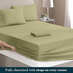Mocassi Cal King Size 4-Piece Bed Sheet Set - 1800 Premium Hotel Quality Microfiber 18-24 Inches Extra Deep Pocket Fitted Sheet- Luxury Soft, Breathable, Wrinkle, and Fade Resistant, Sage Green - Image 4