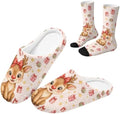 Jeiento Winter Fuzzy Slipper and Crew Socks Warm Winter Shoes Lightweight Soft Cushion House Slipper Bedroom Shoes by Jeiento
