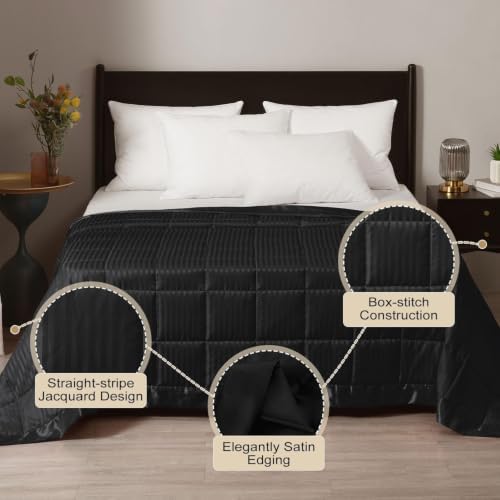downluxe Down Alternative Blanket for Bed, Glass Beads, Queen, Black - Image 2