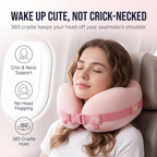 Memory Foam Travel Neck Pillow for Women and Girls, 360° Adjustable Neck Support for Airplane & Car, Hands-Free Crossbody Carry, Soft Compact Travel Pillow with Cute Storage Case for Flights (Pink) - Image 4