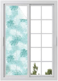 Window Privacy Film Frosted, Teal Green Palm Trees Tropical Reusable Static Cling Window Tints, Summer Beach Botanical Heat Control Windows Films for Offices, Balcony, 29.5 x 118 Inches by Unknown