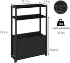 Leomonio Narrow Side Table, Slim End Tables with Fabric Basket, Skinny Table for Small Spaces, Thin Bedside Table for Living Room, Bedroom (1, Ebony Black + Slate Gray) - Image 2