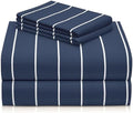 Queen Size Striped Sheets, Deep Pocket Soft & Cooling Bed Sheet Set, 4PC by LuxClub
