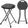 GYMAX Folding Stool, 18in Portable Collapsible Bar Stool with Handle & Steel Frame, 330lbs Sturdy Foldable Lightweight Metal Chair for Outdoor/Indoor Kitchen Home Bar, Assembly Free (Set of 1, 18inch) by GYMAX