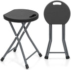 GYMAX Folding Stool, 18in Portable Collapsible Bar Stool with Handle & Steel Frame, 330lbs Sturdy Foldable Lightweight Metal Chair for Outdoor/Indoor Kitchen Home Bar, Assembly Free (Set of 1, 18inch) by GYMAX