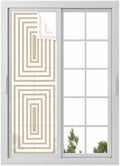 Window Privacy Film Frosted, Beige White Geometric Reusable Static Cling Window Tints, Square Minimalist Modern Heat Control Windows Films for Offices, Balcony, 29.5 x 118 Inches by Unknown
