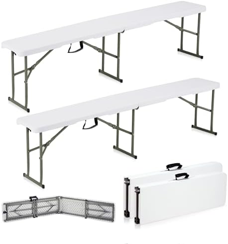 6ft Folding Bench Handle Lock Waterproof Outdoor 2-Pack Portable by Candockway