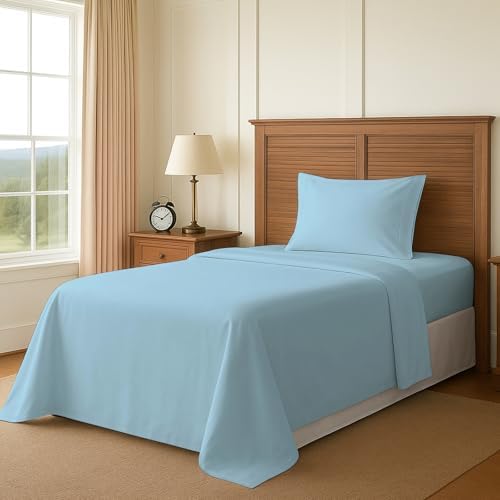 Pizuna 100% Cotton Twin XL Sheet Set 600 Thread Count Baby Blue by Pizuna