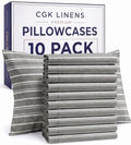King Pillow Cases - 10 Pack Pillowcase Covers - 20" x 40" (Grey Stripes) by CGKUnlimited