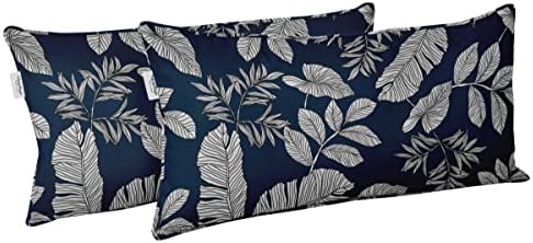 Indoor/Outdoor Polyester Fabric Lumbar Pillow Cover, All-Weather Waterproof Rectangular Cushion Case for Patio Furniture, 12 x 24 Set of 2 - Leaves-41 - Image 2