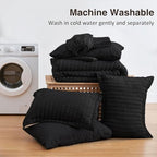 Love's cabin Seersucker Black Queen Comforter Set, 7-Piece Bed in a Bag - Image 6