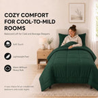 CozyLux Twin Comforter Set Emerald Green - 5 Pieces Bed in a Bag - Image 4