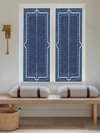 Window Privacy Film Frosted, Navy Blue Botanical Reusable Static Cling Window Tints, Vintage Florals Geometric Minimalist Heat Control Windows Films for Offices, Balcony, 29.5 x 118 Inches - Image 5
