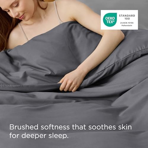 Bedsure Duvet Cover King Size, 1Pc Soft Double Brushed Bedding, Dark Grey - Image 3