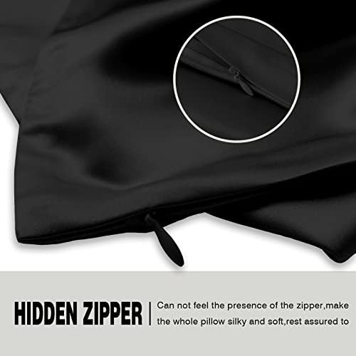 Suatien Mulberry Silk Pillow Cases 2 Pack Queen Size, Black - Image 4