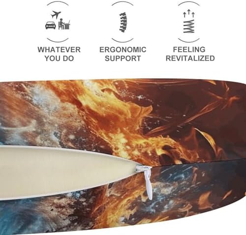 U Shape Travel Pillow Football in Fire and Water Portable Neck Pillows Memory Foam Head and Neck Support Headrest Pillow for Airplane Sleeping - Image 5
