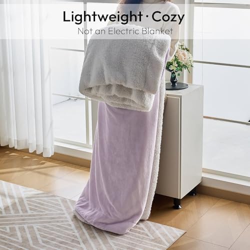 NANPIPER Warm Sherpa Blanket King Size for Bed, Soft Fleece for Winter, Fuzzy Plush Throw Gift for Women, Lavender 90x108 Inches - Image 6