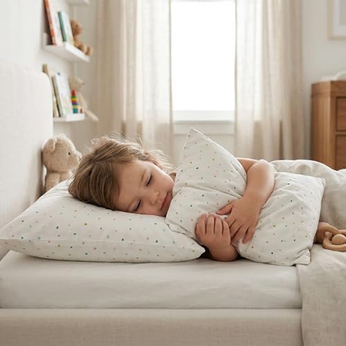 Makemake Organics Organic Toddler Pillowcase (Set of 2) GOTS Certified Organic Cotton Pillowcase Breathable Safe No Chemicals No Dyes Fits 13x18 Travel Pillows Neutral Unisex (Dotty, 14x19) - Image 2