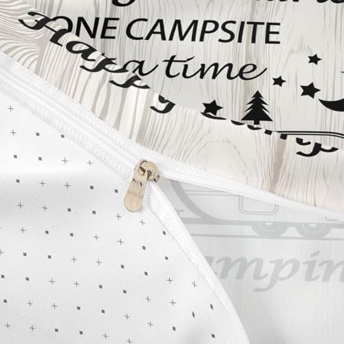 Happy Camping Duvet Cover,Kids RV Camper Bedding Set,Rustic Farmhouse Comforter Cover for Boys Girls Room Decor,Star and Moon Lightweight Bedspread Cover Twin Size with 1 Pillow Case(No Comforter) - Image 6