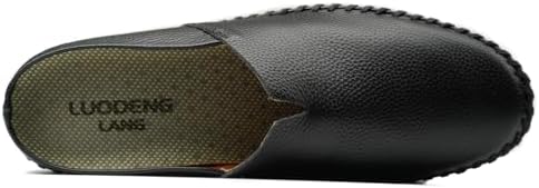 Men’s Slip-On Loafers Mules Clog Handmade Leather Slippers Hand Stitched no-Heel Casual Shoes for Men Breathable Comfortable Soft - Image 5